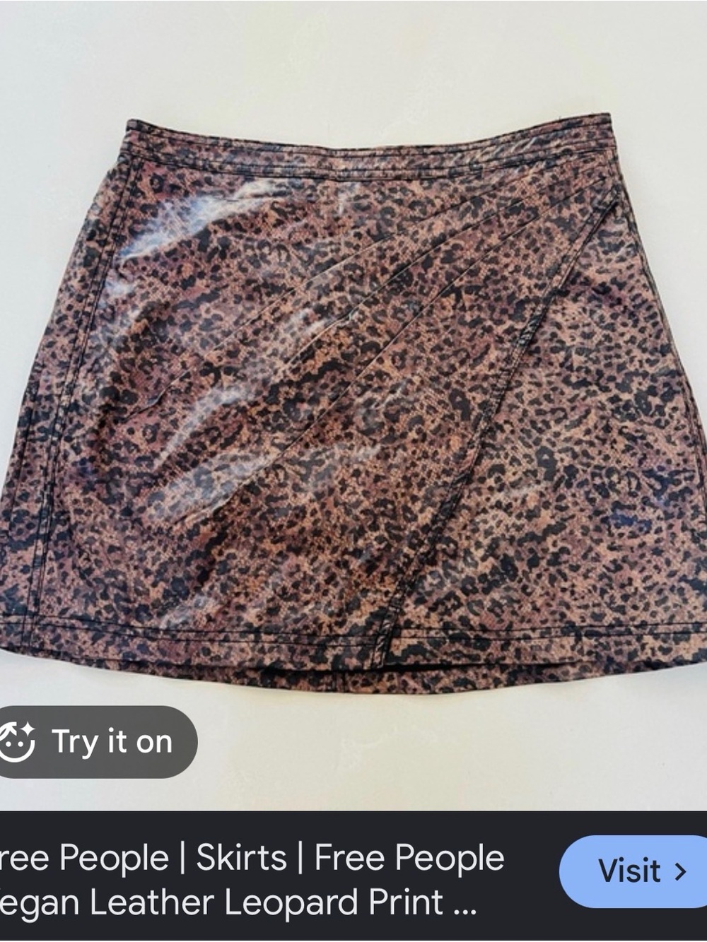 Free People Leopard-Print Vegan Leather Mini Skirt in Brown and Black